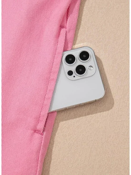 Women's Oversized Denim Jacket Long Sleeve Denim Shirt Jean Jacket B2 Pink - Picture 5 of 6